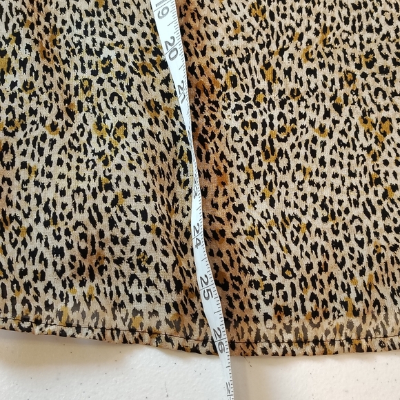 Vince Camuto Top Womens M Brown Ruffle Leopard Print  Smock Sleeve Maximalist - Picture 7 of 8